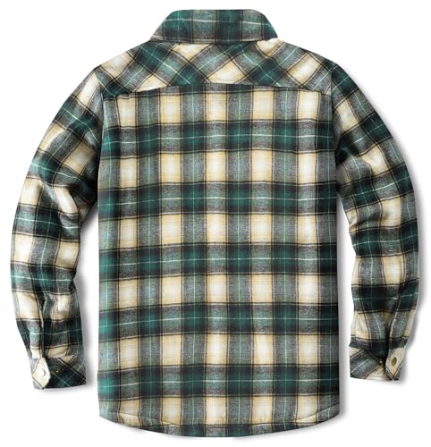Image of Men's Sherpa Cotton Flannel Shirt Jacket Plaid Button Coat Pocket