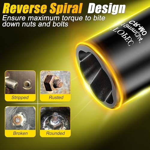 Image of Topec 1 /2 inch Drive Lug Nut Removal Tool, 19-Piece 10-25mm, Impact Lug Nut Extractor Socket Set with Ratchet Handle, Wheel Lock Removal Kit for Damaged, Rounded, Stripped Car Bolt Nuts