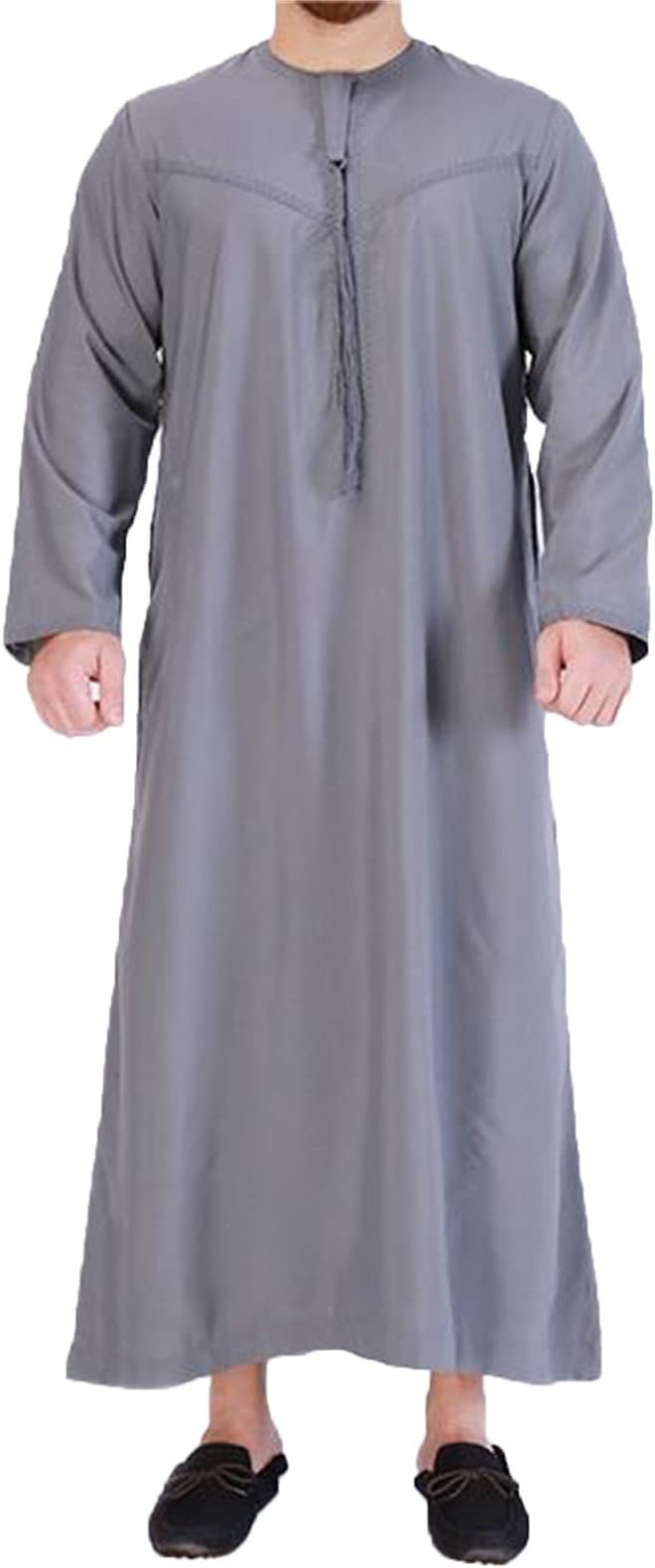 VIVICOLORMens Saudi Arab Jubba Thobe Muslim Islamic Kandora Kaftan Arab Ramadan Prayer Dress Robe