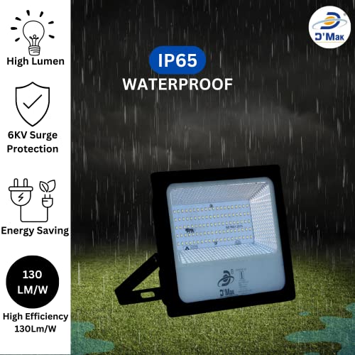 Image of D'Mak 100 Watt LED Flood Light Grey Body Down Chock Waterproof IP65 for Outdoor Purposes (1, White)
