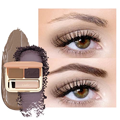 Oulac Waterproof Eyebrow Powder Gray Kit with Brow Brush 2 in1 Long Lasting Instant Eyebrow Pomade & Powder Natural Makeup for Sparse Brows 3.2 g/0.11 oz, Strawburn