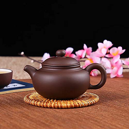 Tetera Kungfu de cerámica hecha a mano (3 onzas), tetera clásica china Zisha, accesorios de decoración de arcilla púrpura Yixing (S)