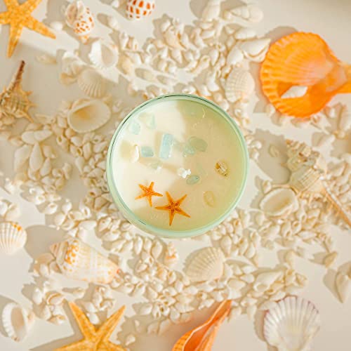 Ocean Breeze Scented Candle With Crystal Inside, Healing Aquamarine Crystal Candle With Sea Star & Conch Decors, 10Oz Soy Wax 55 Hours Long Lasting Burn, Perfect Spiritual Aromatherapy Gift | Relax #TOP1