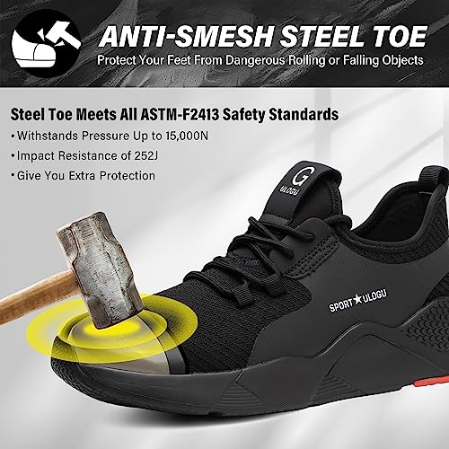 Image of Waterproof Steel Toe Shoes for Men Women Work Shoe Lightweight Safety Sneakers Comfortable Puncture Proof Shoe Zapatos Punta de Acero para Hombres Black