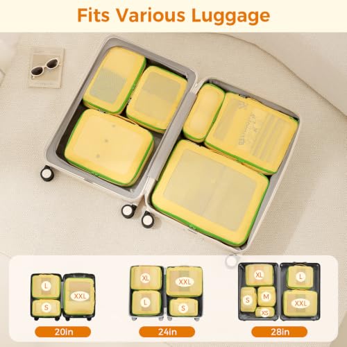 Image of BAGAIL Compression Packing Cubes for Travel Essentials, 6 Set-Yellow
