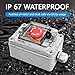 CXCESNS Emergency Stop Button Switch with IP67 Waterproof Box,660V 10A E-Stop Switch with Clear Cover,Heavy Duty ABS Plastic for Industrial Machinery & Outdoor Use
