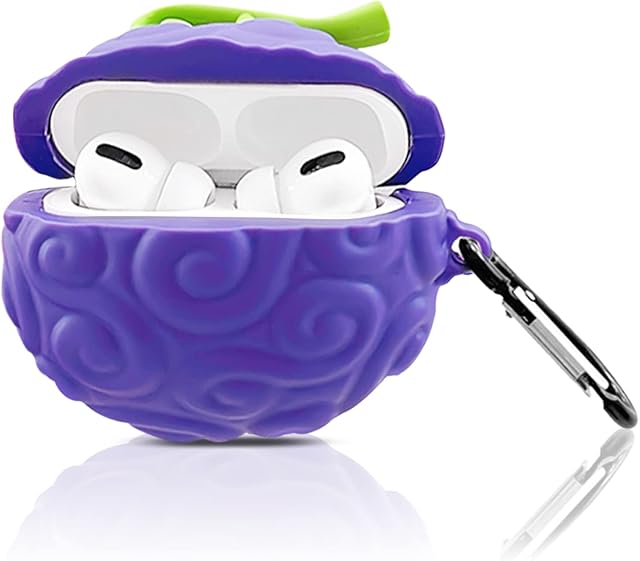 Minscose Cute Airpod Pro Case with Keychain , 3D Anime One Piece Element Kawaii Design Soft Silicone Smooth Shockproof Compatible with Airpods Pro Charging Case for Girls Women (Devil Fruit)