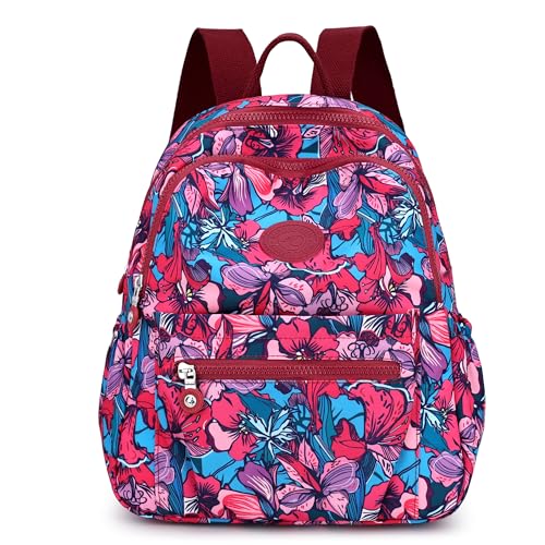 Image of Pealwel Mini Backpack Purse for Women,Small Nylon backpacks for Ladies Backpacks Women Anti Theft Travel Bag (Red)