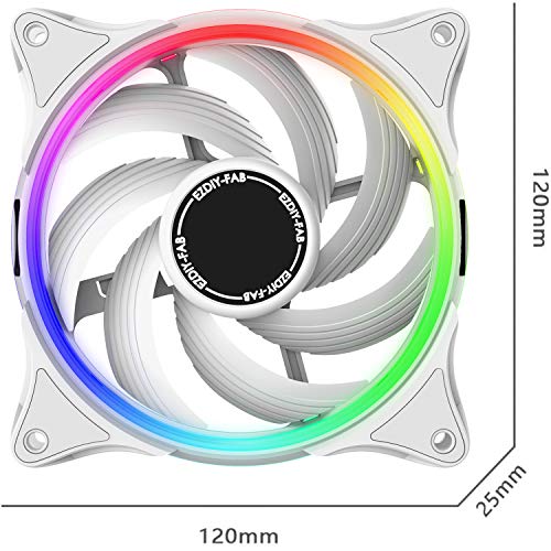 EZDIY-FAB Ventola da 120mm Puro Bianco RGB Case con 10-Port Fan Hub X e Telecomando,Scheda Madre Aura SYNC,Controllo della velocità,Ventola Indirizzabile per PC Case-5 Pack
