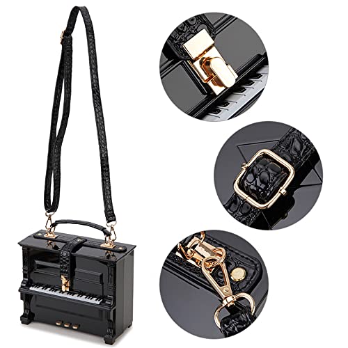 Piano Shaped Purse Handbag Women Crossbody Shoulder Bag Acrylic Unique Novelty Box Shaped Piano Purse Top Handle Clutch Bag 6