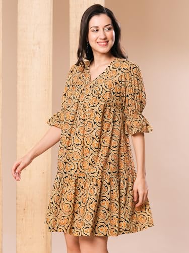 Image of Globus Women Ethnic Dresses (3641644004 Mustard XL)