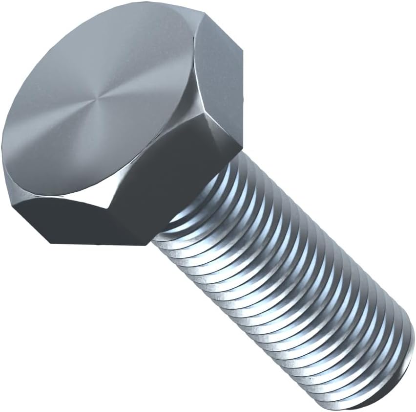 M12 (12mm x 25mm) Hexagon Head Screws Fully Threaded Hex Bolts High Tensile Steel Grade 8.8 Zinc DIN 933 (Pack of 20) M06-07ABC