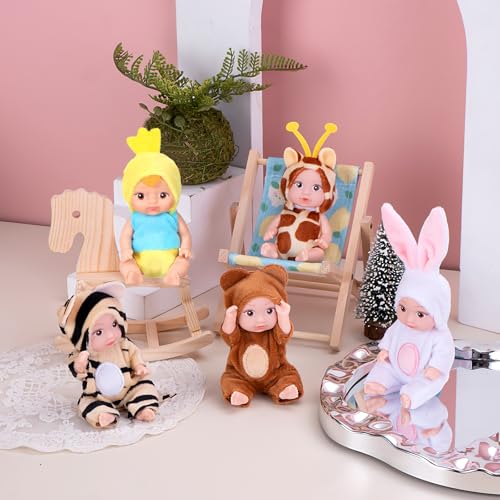 Juego de 10 Muñecas Bebé Miniatura 4 Pulgadas con Ropa miniatura 4