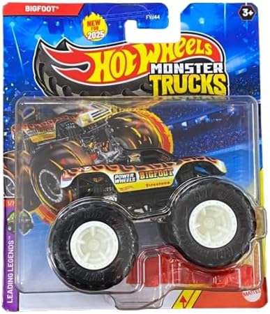 Hot Wheels Monster Trucks Bigfoot, Leading Legends Series, Diecast Vehicle with Crushed Car, 1/7