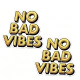 2Pcs No Bad Vibes Embroidered Quotes Iron On Patches for Clothes Jacket Jeans Backpacks