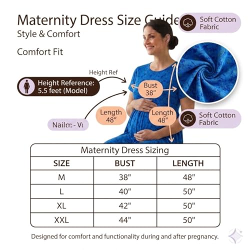 Image of Zero Clothing Feeding Dress for New Moms Casual Loungewear Ankle Length | Cotton Maternity Nighty | Zipless Feeding Dresses for Women | Pregnancy & Nursing Wear