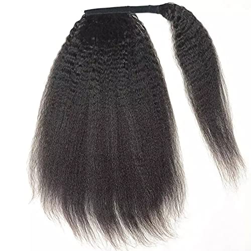 Queue de cheval en cheveux humains fins et crépus raides de 30,5 cm de qualité authentique