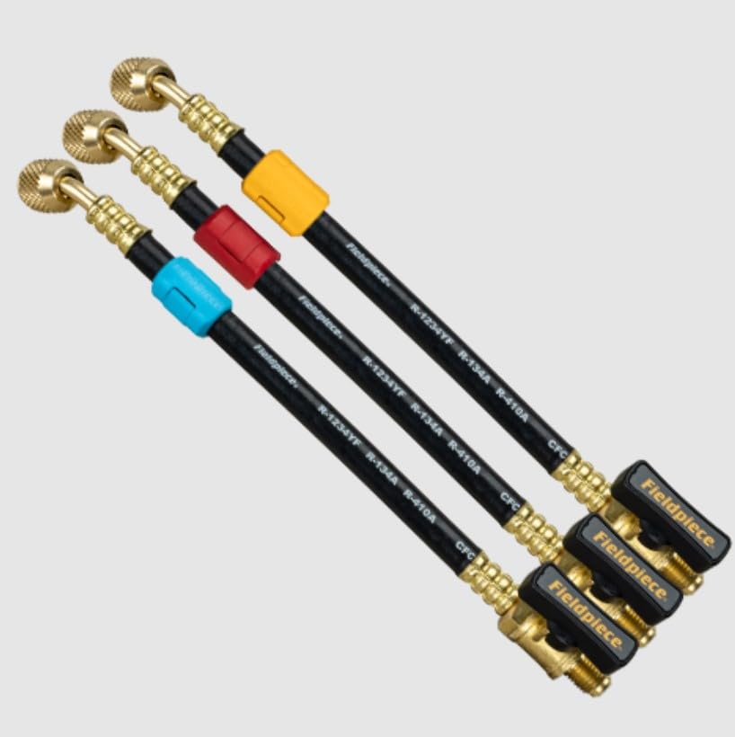 Fieldpiece HR3XB Ball Valve Refrigerant Hose (RYB) Extension Set (3) - 1/4" x 1/4" (8")