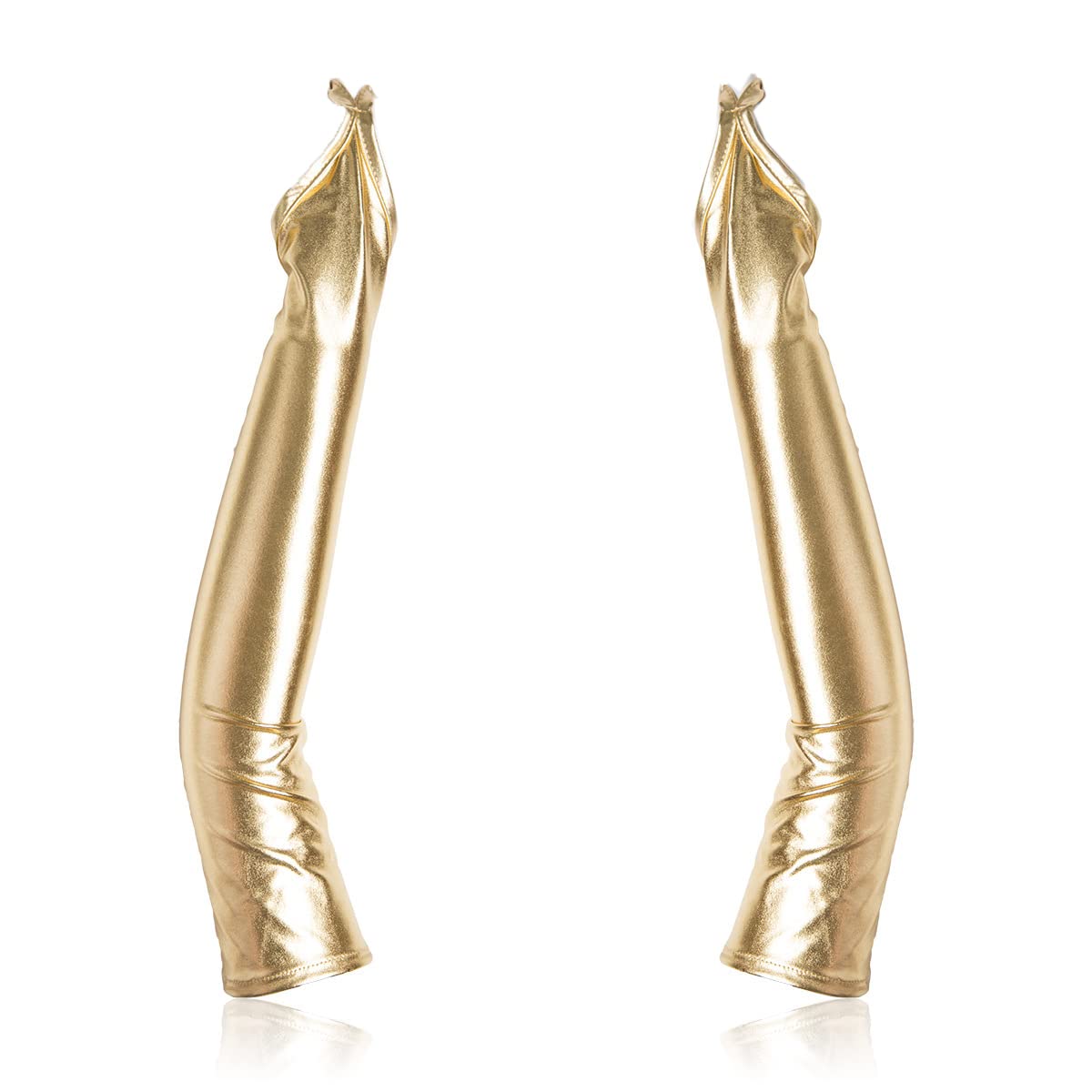 Huralona Womens Long Metalic Satin Gloves Sexy Wet Look Elbow Length Gloves for Evening Party Costume Cosplay Night Club