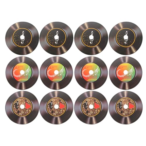 SUPVOX 12pcs Vintage Vinyl Record Wall Ornaments Set with 2”, 10” and 12” Sizes for Home Bar Café Decor, Retro Wall Sculptures for Restaurant and Household Decoration