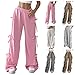 Movnebyro Womens Wide Leg Sweatpants Y2K Bow Pants Drawstring High Waisted Track Pants Casual Loose Fit Fashion Trousers White