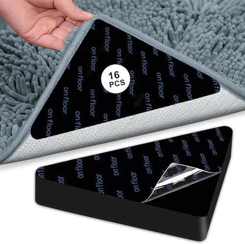 SIXRARI Fita de tapete de 16 peças, prendedor de tapete para pisos de madeira, almofadas antiderrapa