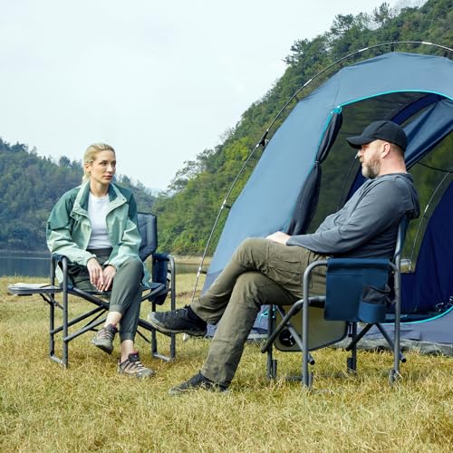 TIMBER RIDGE Lightweight Oversized Camping Chair, Portable Aluminum Directors Chair with Side Table Detachable Side Pocket for Outdoor Camping, Lawn, Picnic, Support 400lbs (Blue) Ideal Gift - Image 3