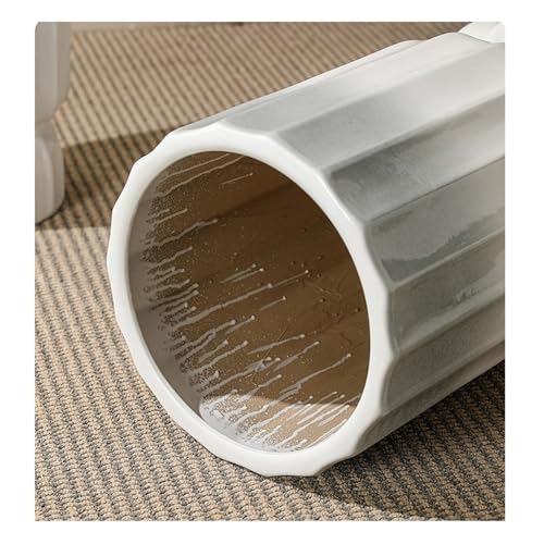 Grand pot de fleurs en céramique dégradé gris blanc pour plante - 4
