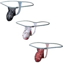 COMLIFE Men's Printed Ice Silk Underwear Sexy Low Waist Stretch Thongs