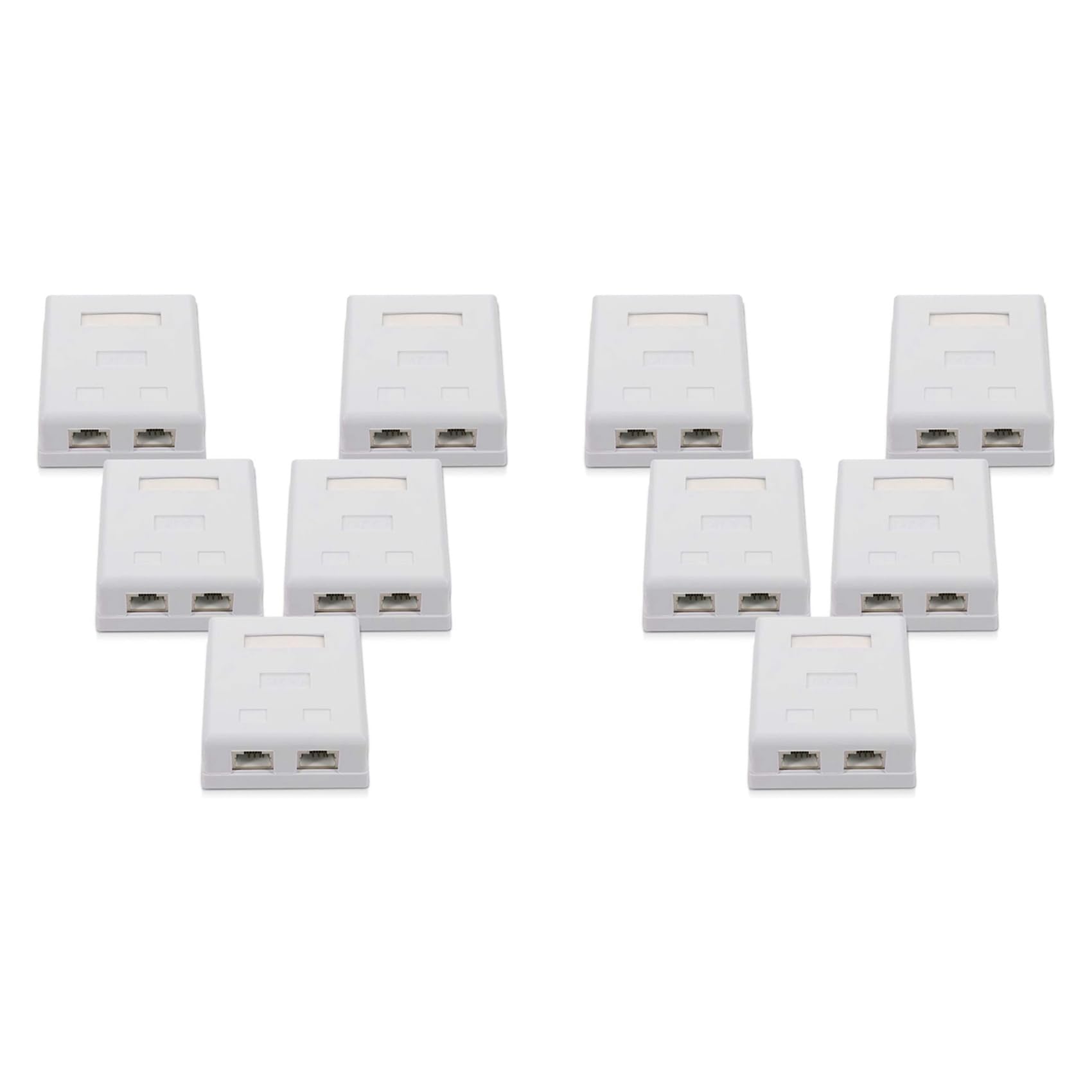 Lot de 10 prises réseau RJ45 - Double prise murale blindée - en - Avec câble Ethernet CAT6A - Pour câble réseau