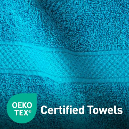 Image of MYTRIDENT Hand Towel | Urban Comfort | Quick Drying | Travel Friendly | for Men /Women | 2 Pc Hand Towel (40 cm x 60 cm) | 100% Cotton 450 GSM - Teal Sachet