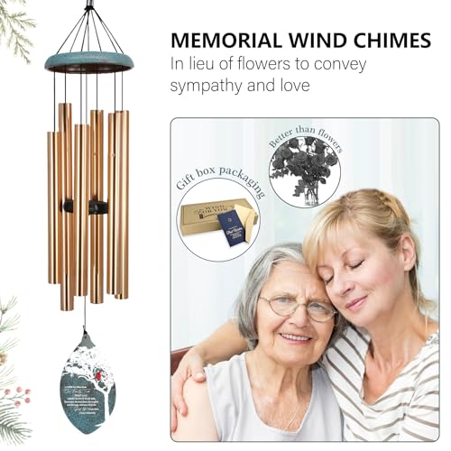 Image of ASTARIN Custom Cardinal Memorial Wind Chimes, 35 inch Sympathy Gifts Wind Chime for Loss of Mom Dad Sister Son, Personalized Name Date Bereavement Condolence Gift for Outside Outdoor,Produced in Texas