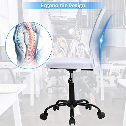 Office Chair Desk Chair Computer Chair With Lumbar Support Ergonomic Mid Back Mesh Adjustable Height Swivel Chair Armless Modern Task Executive Chair For Women Men Adult,White #TOP2