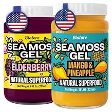 Biolore Pure Sea Moss Gel Bundle | 16 oz in Total | Mango-Pineapple + Elderberry | Wildcrafted Sea Moss Gel with Essential Vitamins & Trace Minerals | No Added Sugar, Gluten Free, Made in USA