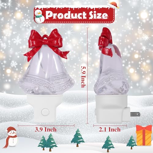 2 Pack Christmas Bell Night Light Plug into Wall Glitter  - image 3
