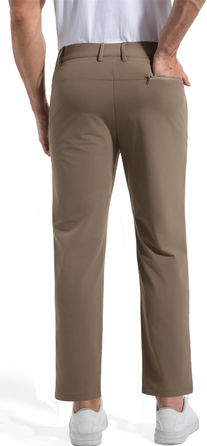 Men's 27" Inseam Hybrid Pants Stretch Golf Chino,Versatile Outdoor Hiking Travel Casual Dress Pants Straight Fit - Image 3