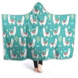 Alpaca No Prob-Llama and Cactus Hoodie Blanket Wearable Throw Blankets for Couch Blanket Hooded for