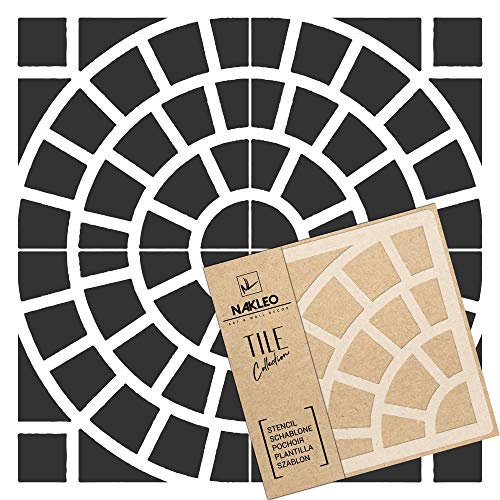 NAKLEO Tile Painting Stencil 13”x13”, Maure Spanish Circle Mosaic Geometric,