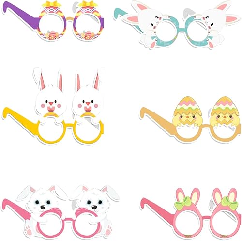 ALIBBON 12 vasos de Pascua para niños, orejas de conejo de Pascua, huevos de Pascua, accesorios de cabina de fotos de Pascua, suministros de