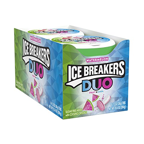 Ice Breakers Duo Sugar Free Mints, Watermelon, 1.3 Ounce (Pack of 8)