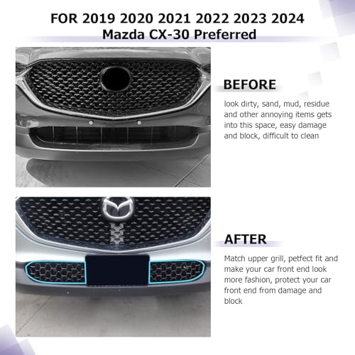 Image of LUWU Front Grill Mesh Compatible With 2020-2025 2026 Mazda CX-30 Front Mesh Grill Inserts Trims Front Mesh Grille Cover Guard for 2025 2026 Mazda CX30 Car Exterior Accessories ABS Material, 2PCS