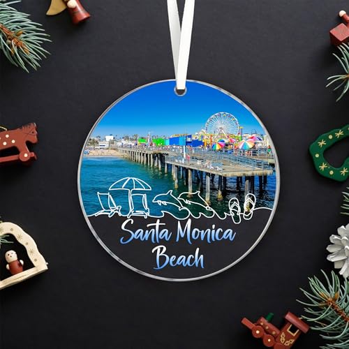 Lerime66 Santa Monica Beach Christmas Acrylic Ornament