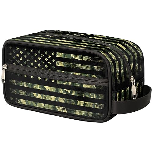 cfpolar Camo Toiletry Travel Bag for Men, Vintage Camouflage Flag Water-Resistant Shaving Kit Large Capacity Dopp Kit, Toiletry Organizer Shaving Bag for Travel Sports Bathroom Shower…