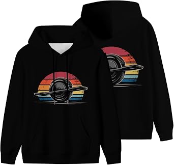 One Wheel Retro Men Women Kangaroo Pocket Fleece Hoodie