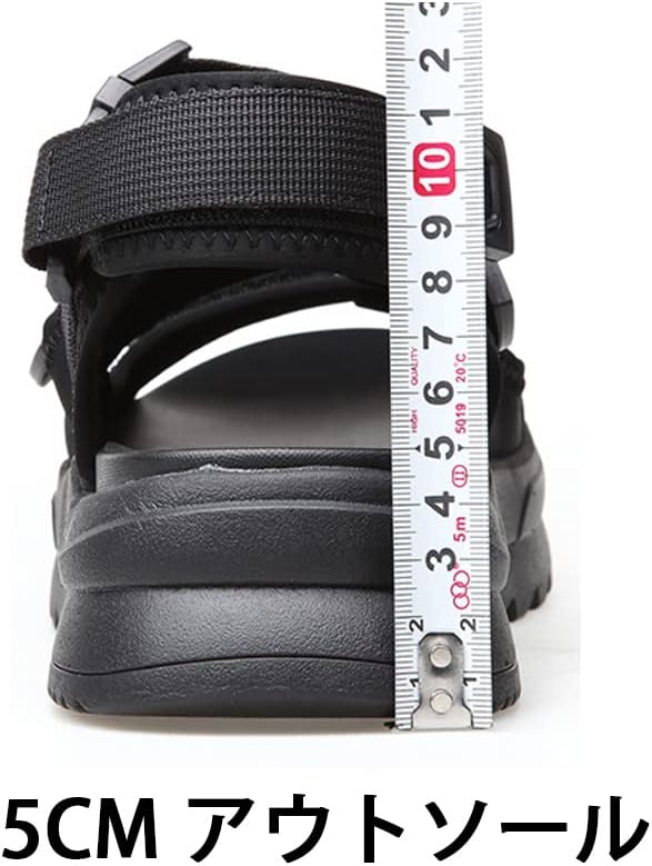 [MERLIN] チャンキーソール サンダル メンズ 靴 黒 ブラック おしゃれ 厚底 スライドサンダル ジップサンダル 厚底サンダル スポーツサンダル スポサン スクエアトゥ くつ シューズ