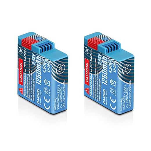 Wicked Chili 2X batteri kompatibel med GoPro Hero8 Black, Hero7 Black, Hero6 Black, Hero5 Black och Hero2018 – AHDBT-801/AJBAT-001 ersättningsbatteri med 1250 mAh (Li-ion/3,8 V/4,8 Wh) 2X GOP-801 battery Pack