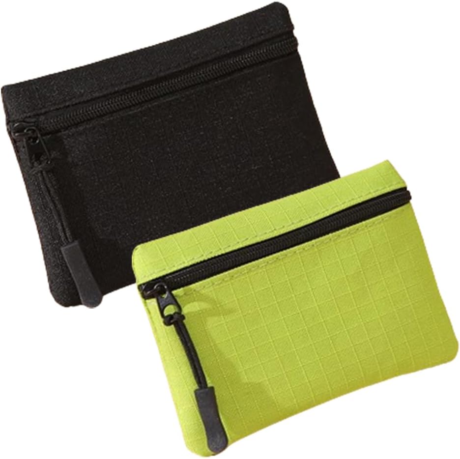 2 Pack Coin Purse Pouch, Small Change Pouch Oxford Cloth Waterproof, Portable Change Purse with Zipper Coin Pouch Mini Change Bags for Women Men, Black+green, Coin Purse Pouch