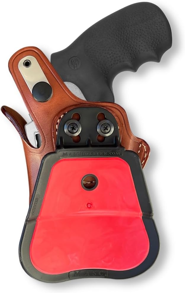 Masc OWB Leather Paddle Holster with Thumb Break Fits King Cobra Carry 357 Mag 6RD 2" Barrel, R/H Draw Brown Color #1644#