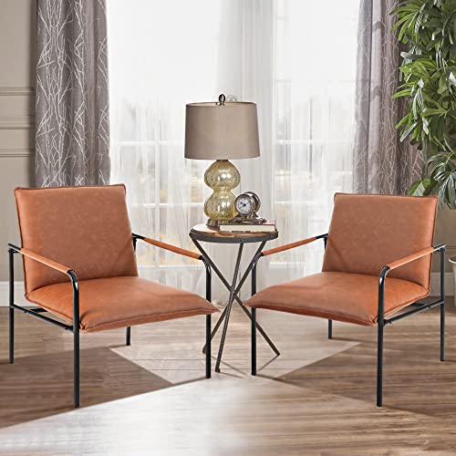 Maison Arts Accent Chair Lounge Chair Mid Century Modern Steel Frame Retro Armchair For Living Room Home Bedroom Office, 350Lbs Bear Capacity, Pale Brown #TOP5