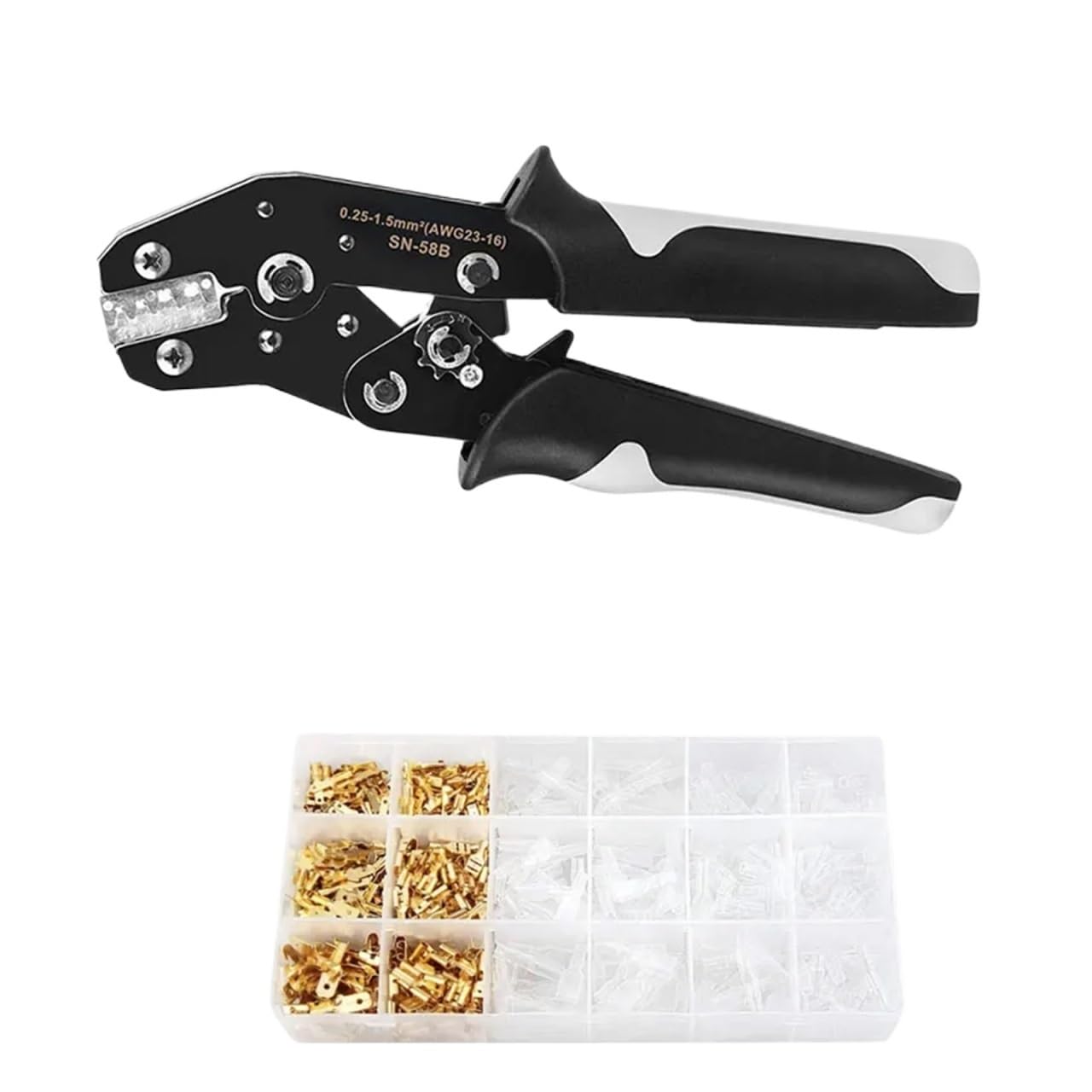Ratchet Crimping Plier Crimper Tool 0.25-2.5mm² Terminal Wire Electrical Pliers(SN-58B 300pcs)